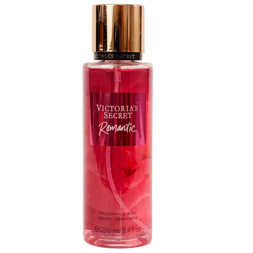 Victoria's Secret Romantic perfume bottle on a beige background